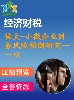 佳大-小微企業(yè)財務(wù)風(fēng)險控制研究——以a公司為例