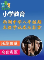 西湖中學八年級期末數(shù)學試卷及答案